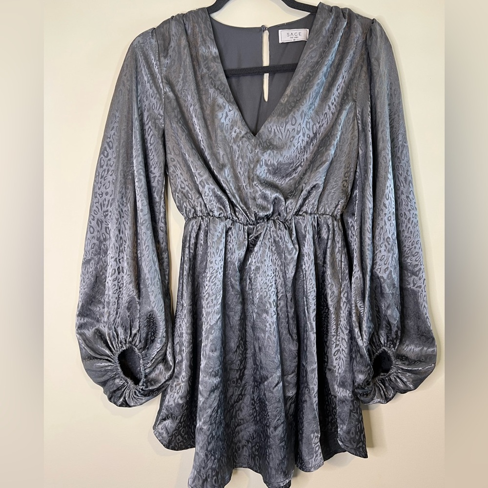 SAGE leaopard Satin mini dress size XS